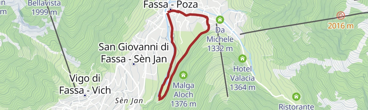 Route map: Pozza - Loc. Bagnes - Pozza